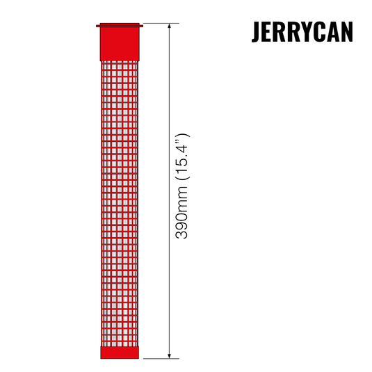 Graphic showing the dimensions of a Jerrycan Filter Cartridge