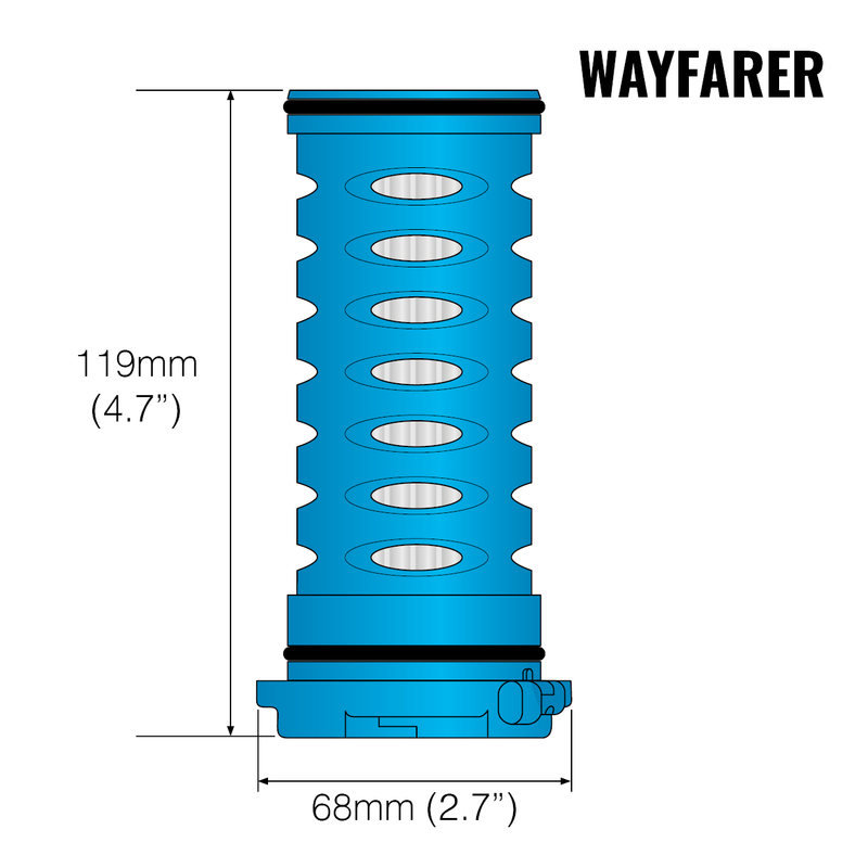 Carregar imagem no visualizador da galeria, Graphic showing the dimensions of a Wayfarer Filter Cartridge