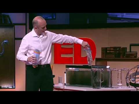 Screen shot showing LifeSaver inventor Michael Pritchard giving a TED talk