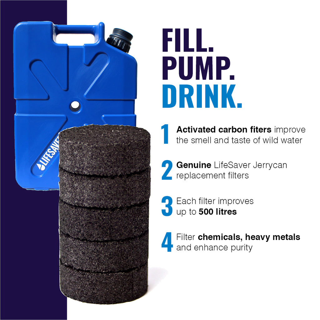 Filtros de carvão ativado LifeSaver Jerrycan (pacote com 5)