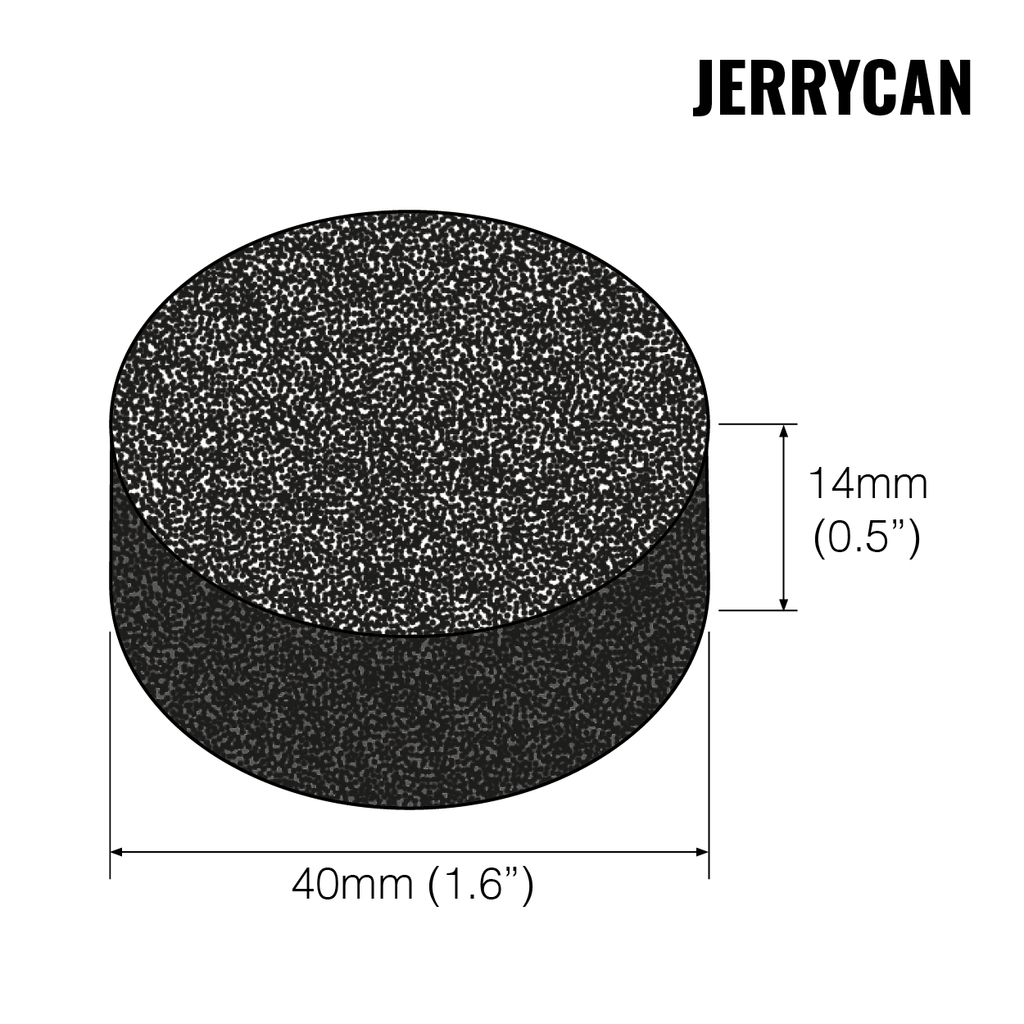 Graphic showing the dimensions of a Jerrycan Carbon filter