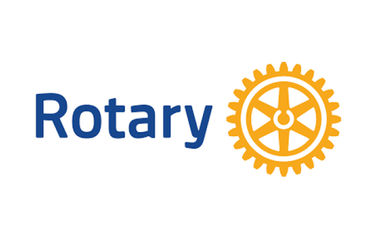 Rotary logo with blue text and yellow gear-like symbol on a white background